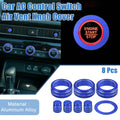 8pcs AC Switch Air Vent Knob Engine Button Cover for Honda Civic (2022–2023) Blue