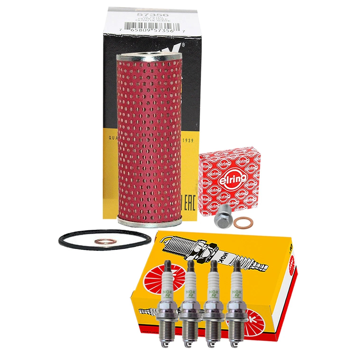 Wix Engine Oil Filter & NGK 4 V-Power Spark Plugs for W202 C220 C230 (1994–2000)