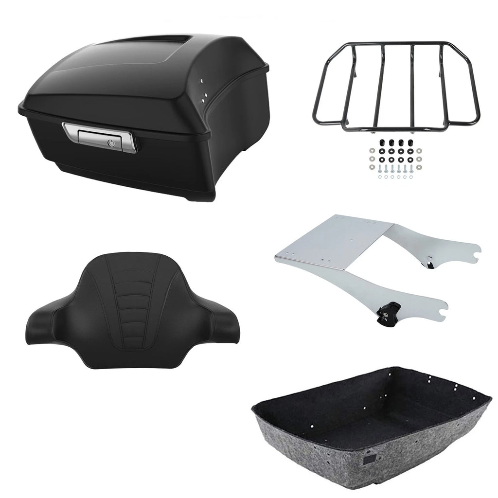 Matte Black King Trunk Backrest Mount Rack for Harley Touring (1997–2008)