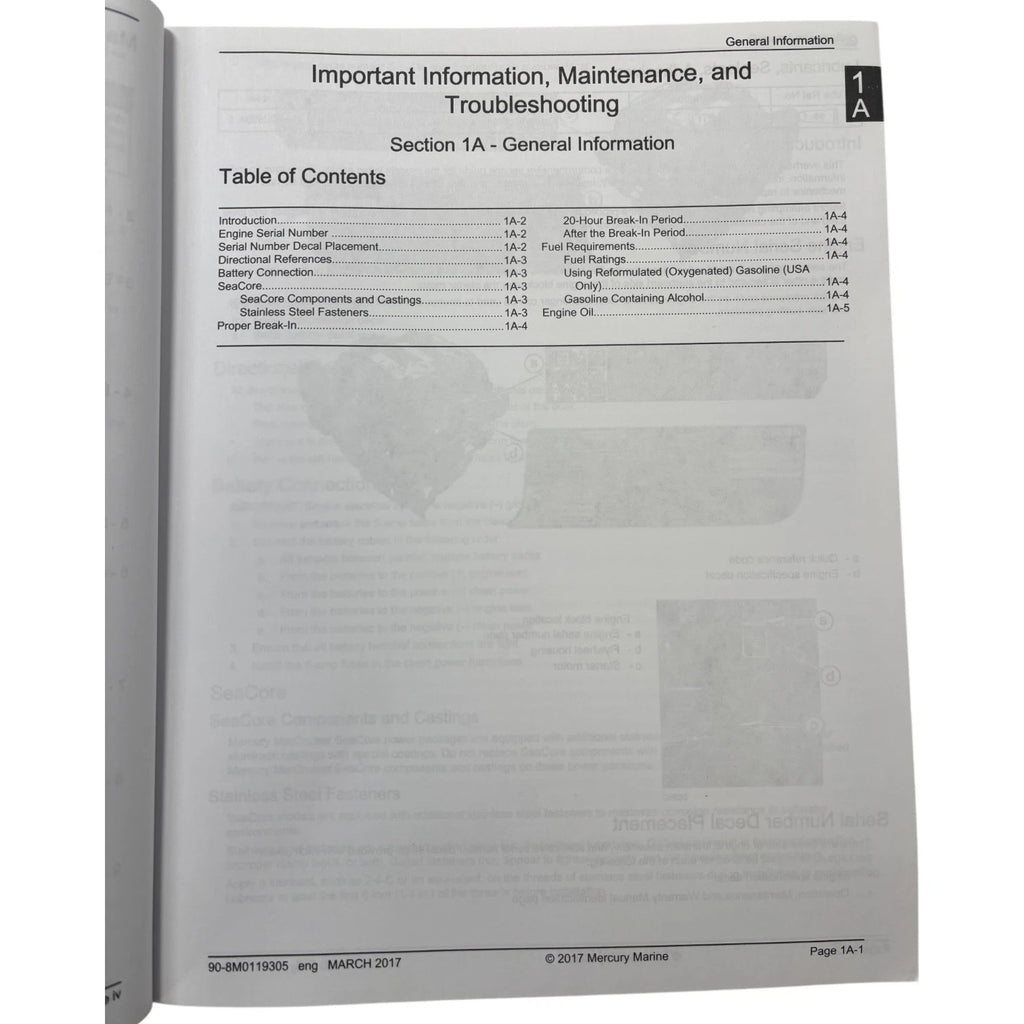 Service Manual for Mercury 200/250 HP EC & Non EC (2017) 90-8M0119305