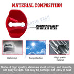 Red Door Lock Cover (4PCS) for Tesla Model 3 Y (2018-2024)