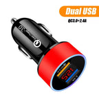Dual USB Car Charger Adapter for QC3.0 with LED Display