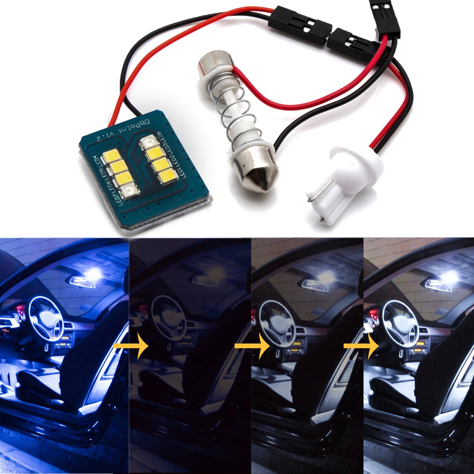 Bright LED Interior Dome Fading Festoon Adapter Bulbs for T10 168 Blue White (2020–2024)