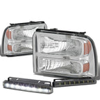 Chrome Housing Head, Bumper, Corner, Smoked LED Fog Light Kit for Ford Super Duty (2005–2007)