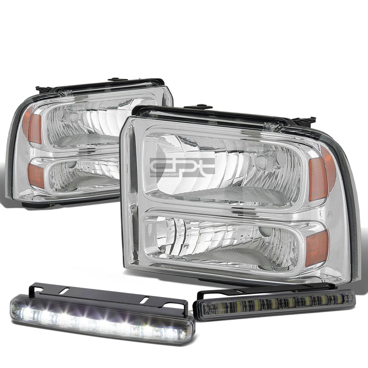 Chrome Housing Head, Bumper, Corner, Smoked LED Fog Light Kit for Ford Super Duty (2005–2007)