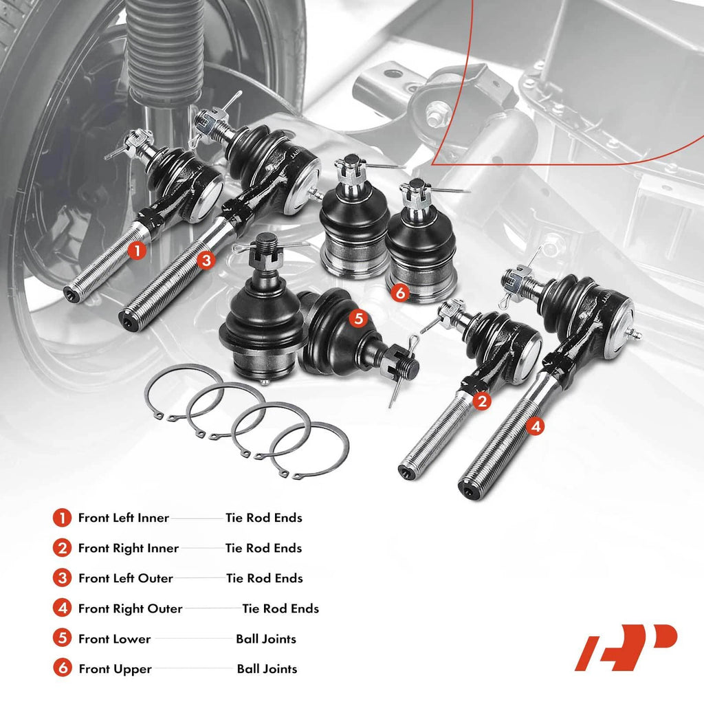 Set of 8 Front Ball Joints & Tie Rods for Ford F-150 F-250 Expedition (1997–2003)