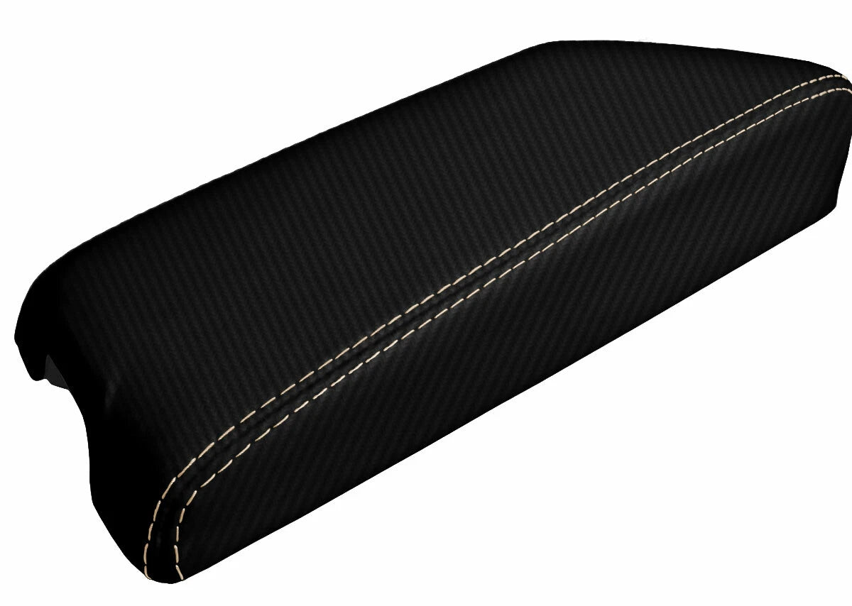 Console Lid Cover for Infiniti G35 Coupe (2002–2007) Carbon Fiber Beige Stitch