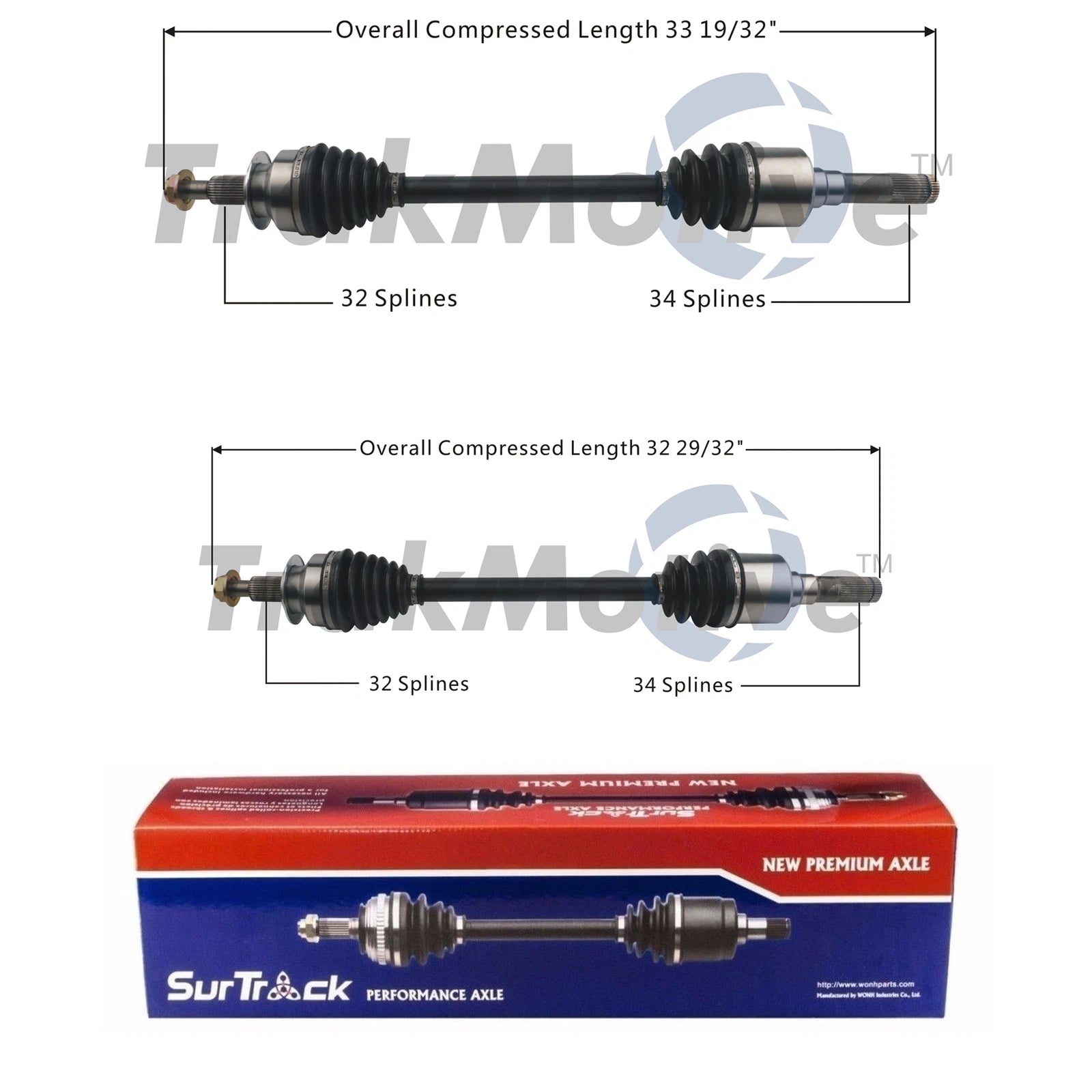 Set of 2 Rear CV Axle Shafts for Ford Mustang (2015–2018)