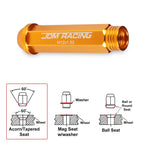 Set of 20 M12X1.5 Orange JDM Open End Conical Wheel Lug Nuts + Extension 25mm
