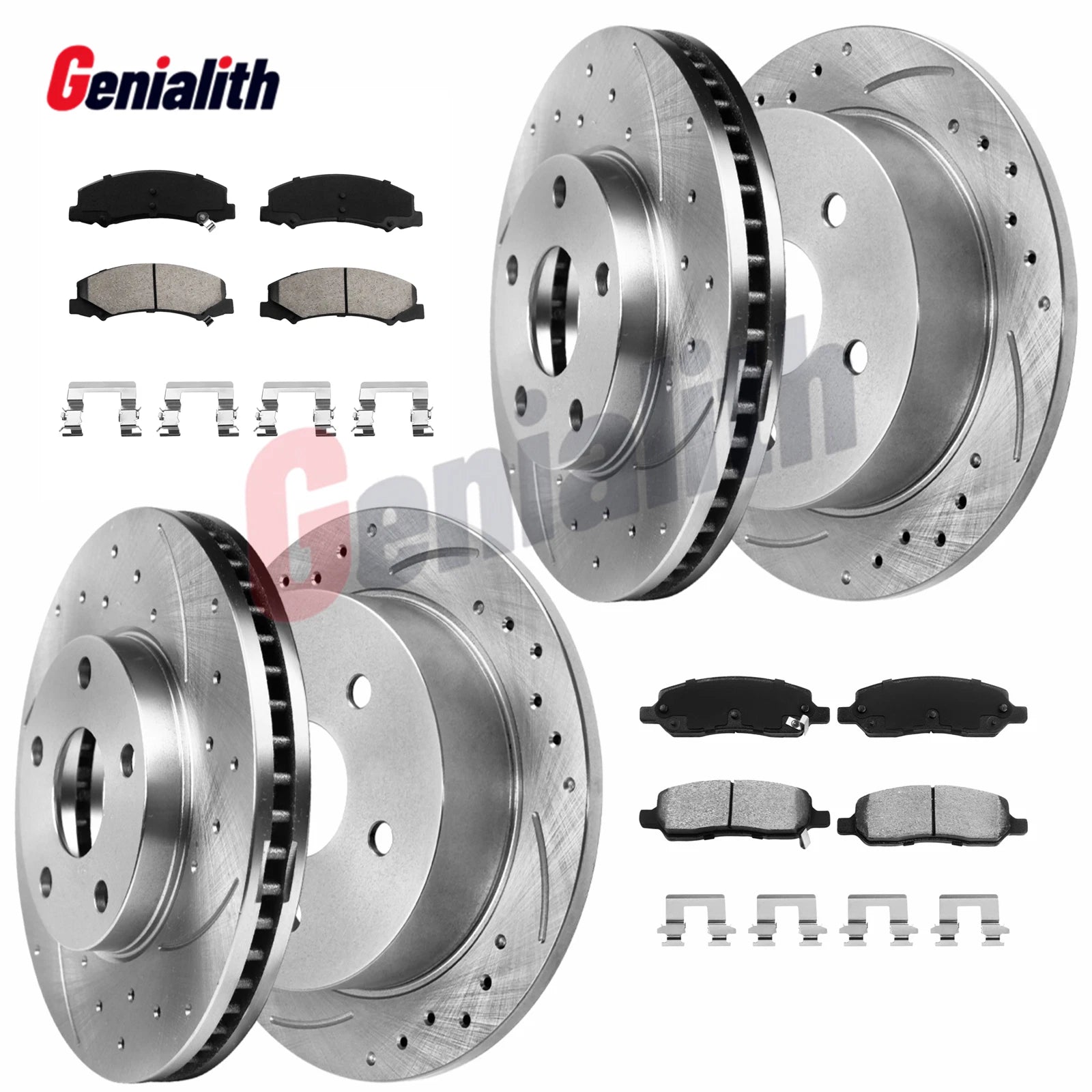 Front Rear Drilled Rotors Brake Pads for Buick Lucerne (2006–2011)