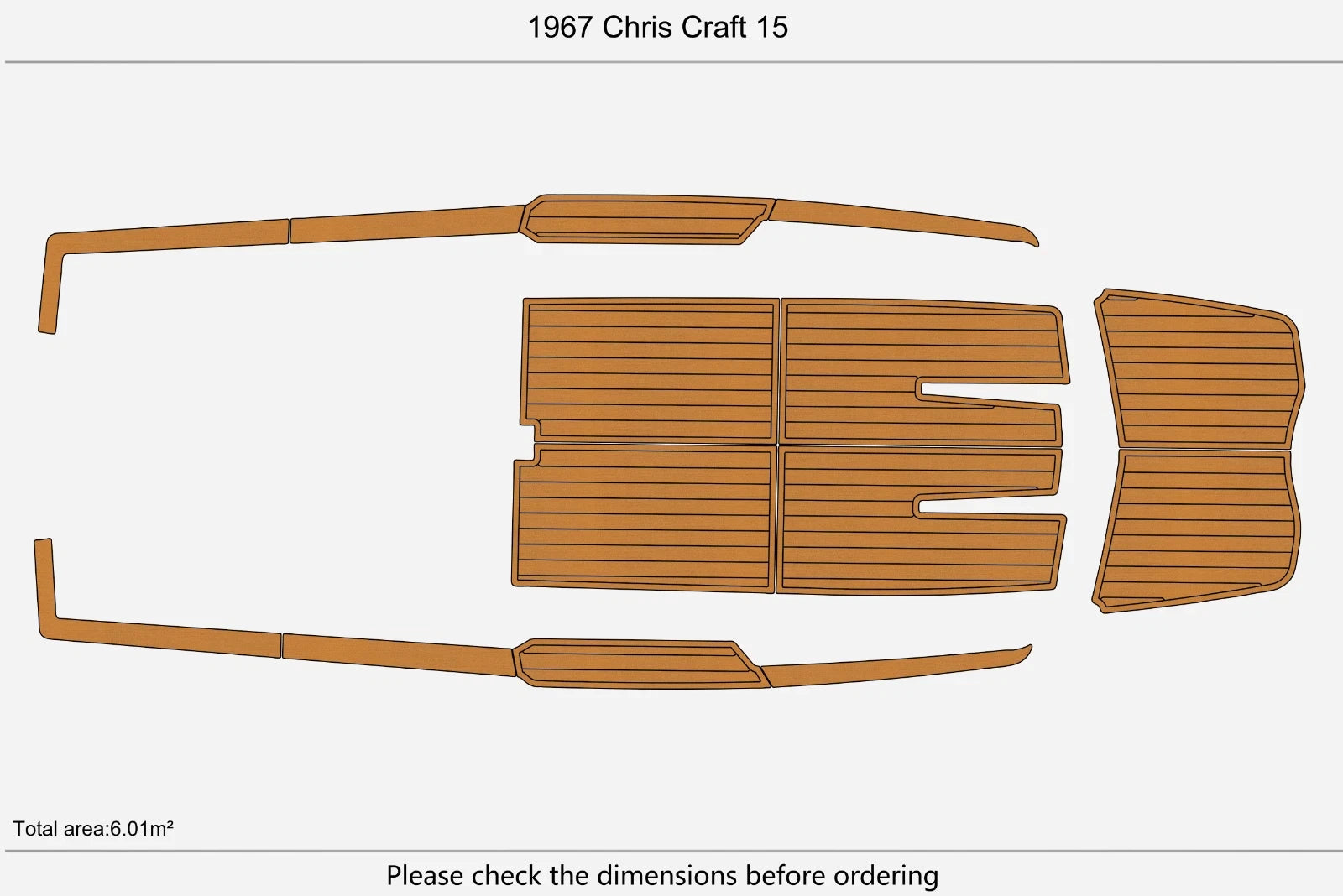 EVA Foam Faux Teak Deck Flooring Mats for Chris Craft 15 (1967)