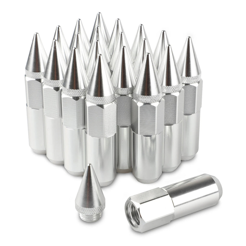 20X Wheel Lug Nuts M12x1.5 for Universal Tuner Vehicles (Silver)