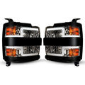 LED Projector Chrome Black Headlights for Chevy Silverado 2500HD 3500HD (2015–2019)