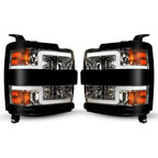 LED Projector Chrome Black Headlights for Chevy Silverado 2500HD 3500HD (2015–2019)