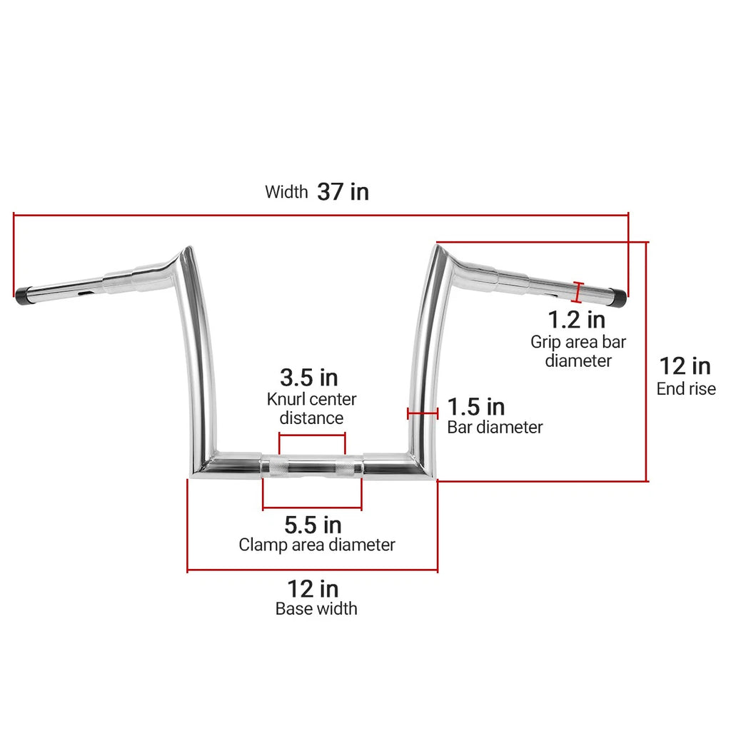 Chrome 12" Rise Ape Hanger Handlebar for Harley Road Glide (2015–2023)