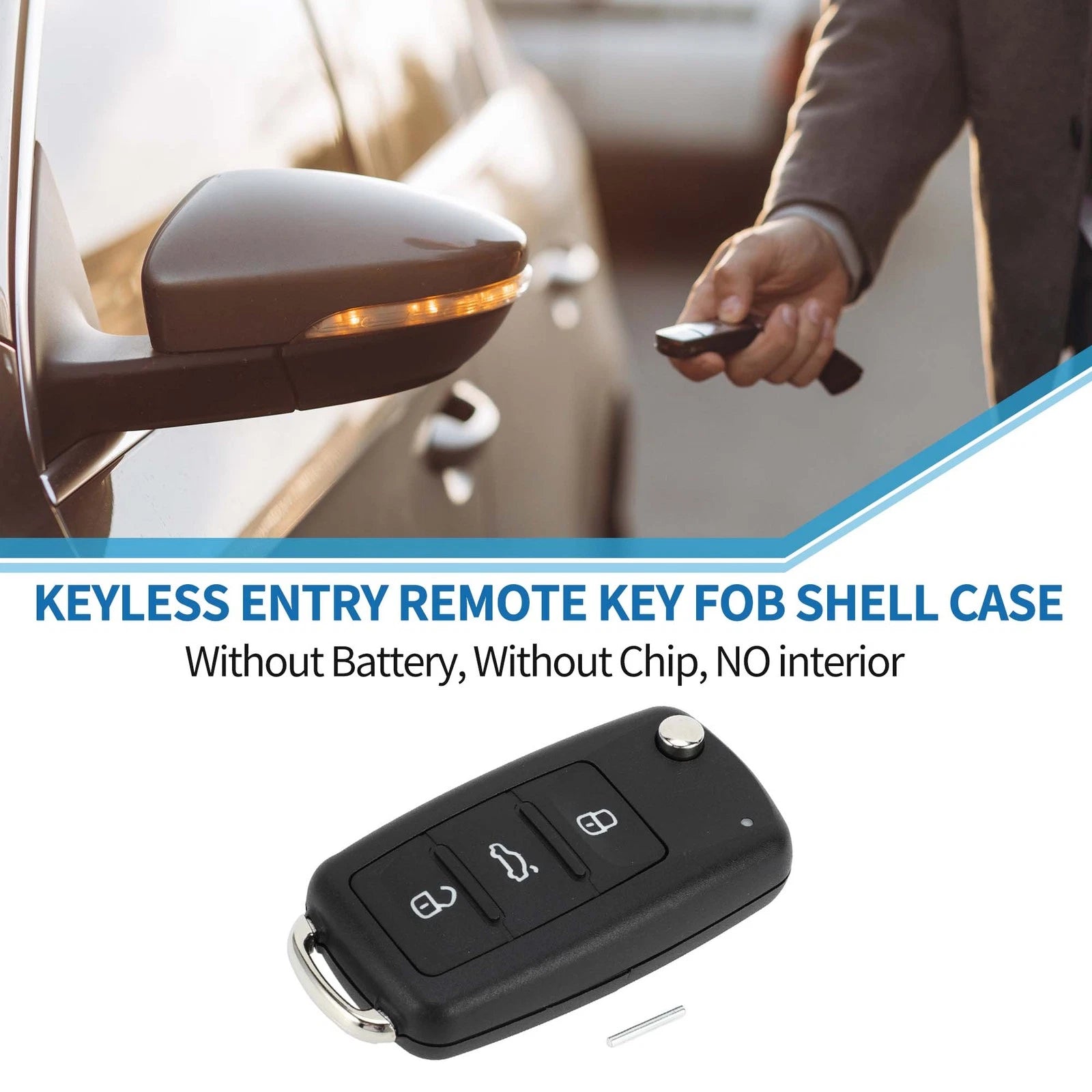 3 Buttons Keyless Entry Remote Key Shell Case for Volkswagen Caddy (2011–2013)