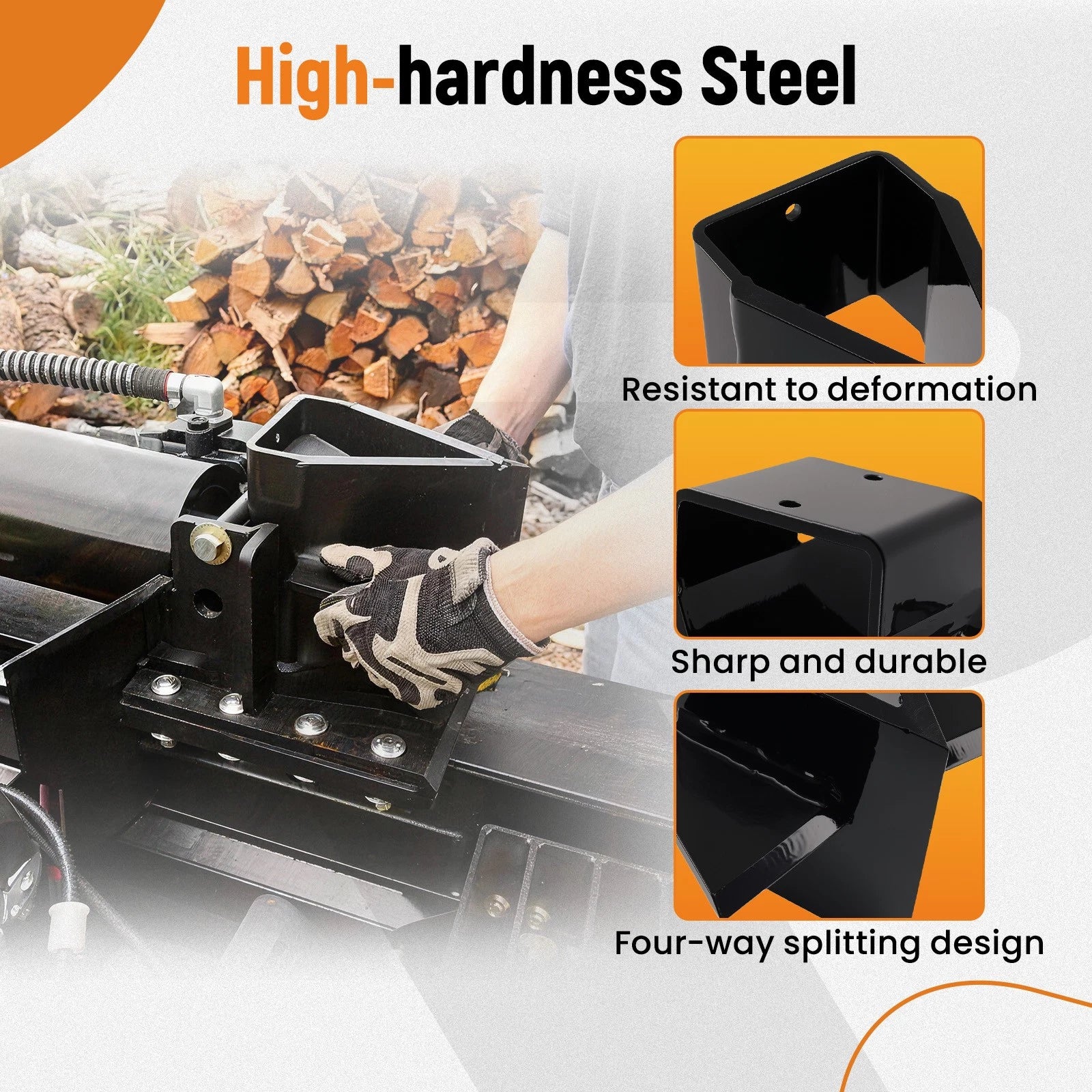 4 Way Wedge for Swisher Log Splitter (22/28/34 Ton) Heavy Duty Steel