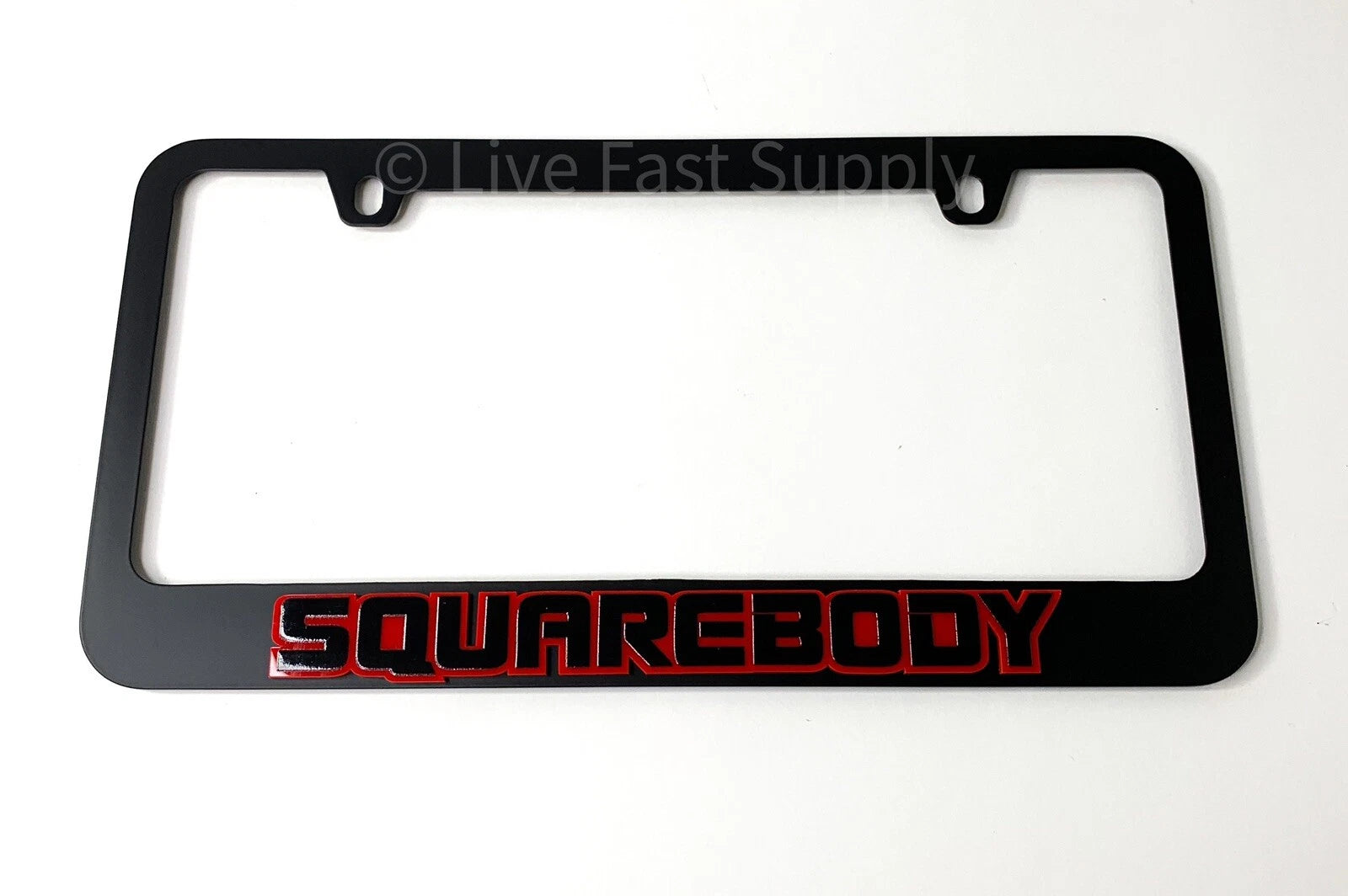 Matte Black Premium License Plate Frame with Red Outline for Chevrolet (1973–1987)