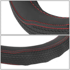 Steering Wheel Cover Full Surround Insert for - Black Hexagon, Red Stitching