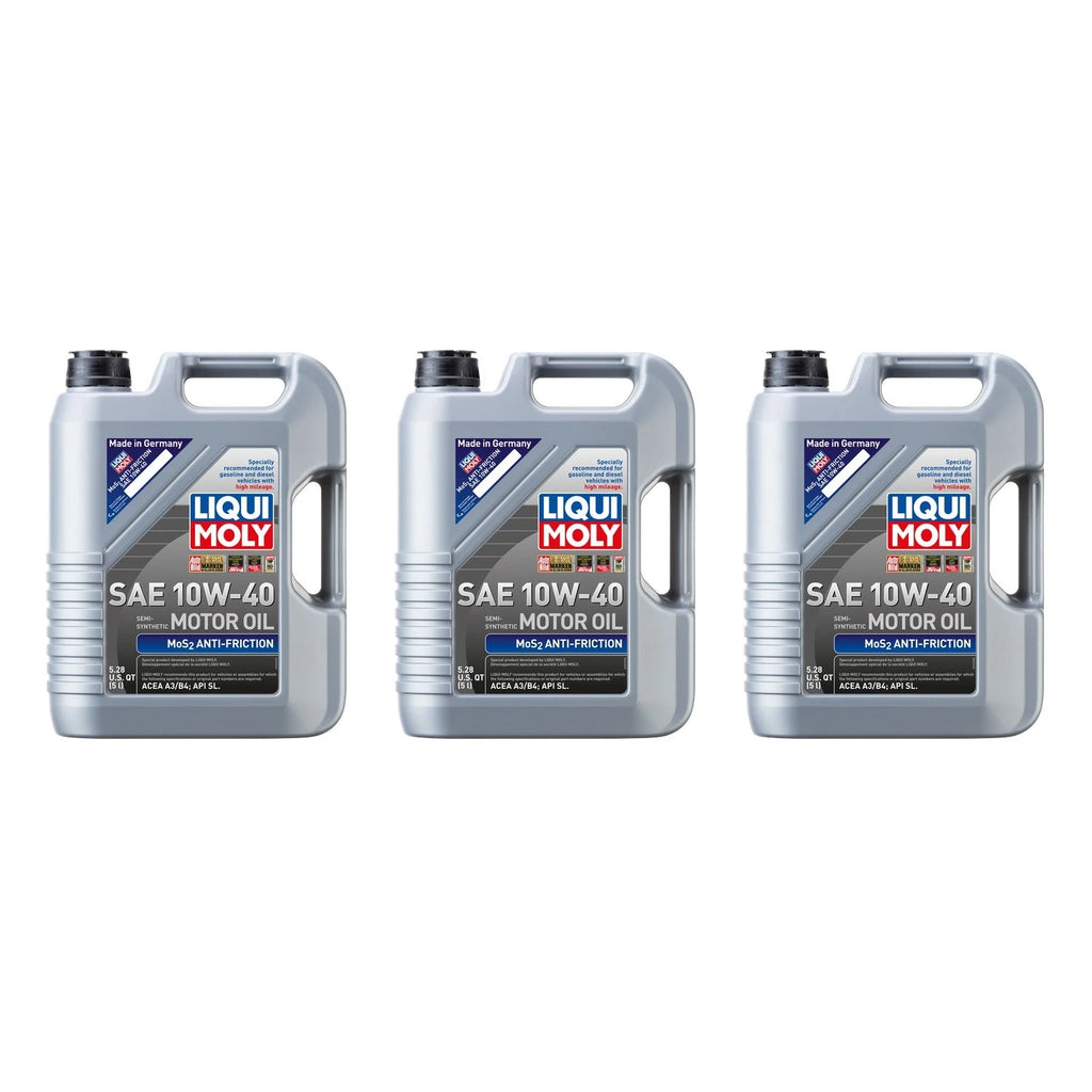 Set of 3 Liqui Moly MoS2 10W-40 Engine Motor Oil (15L Total)