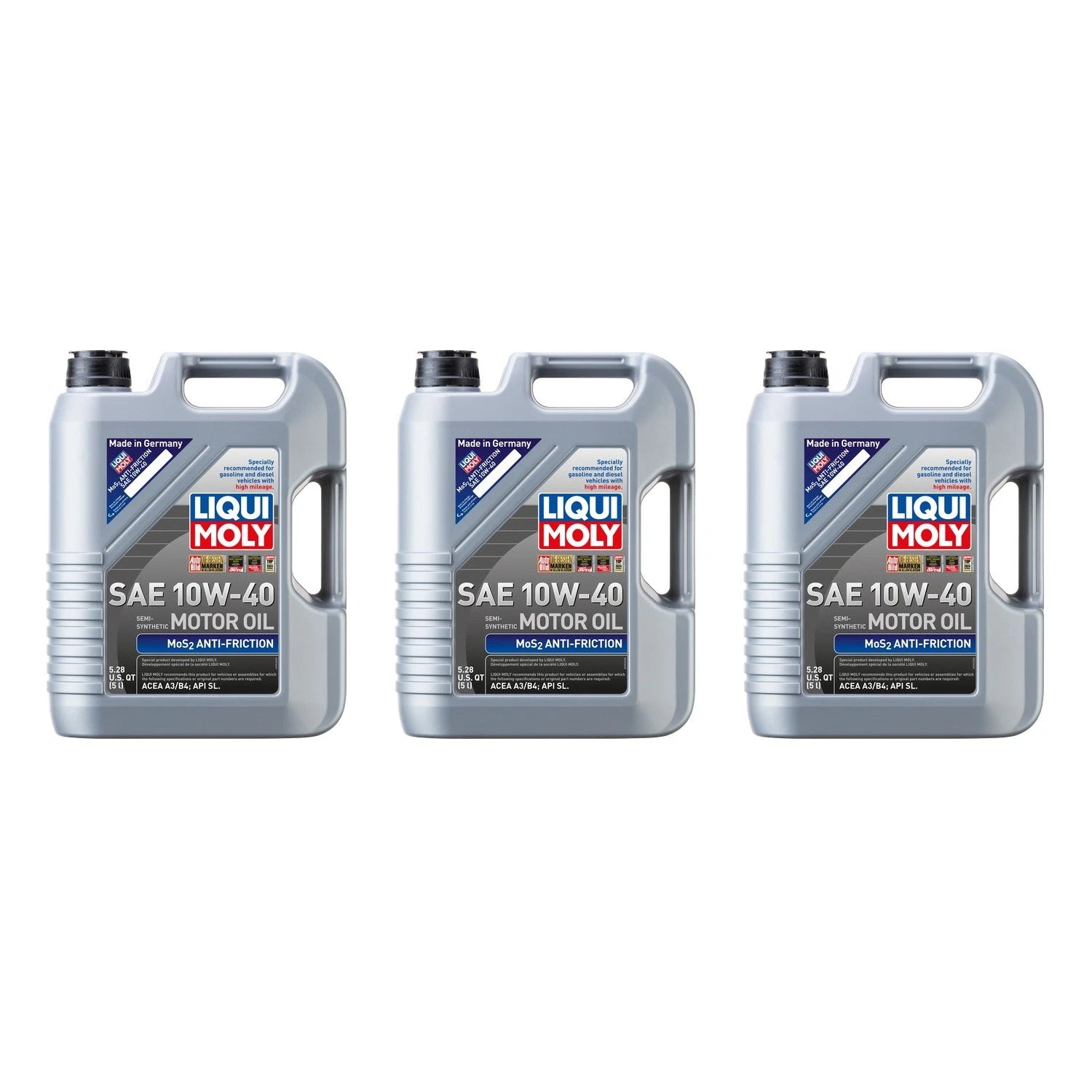 Set of 3 Liqui Moly MoS2 10W-40 Engine Motor Oil (15L Total)
