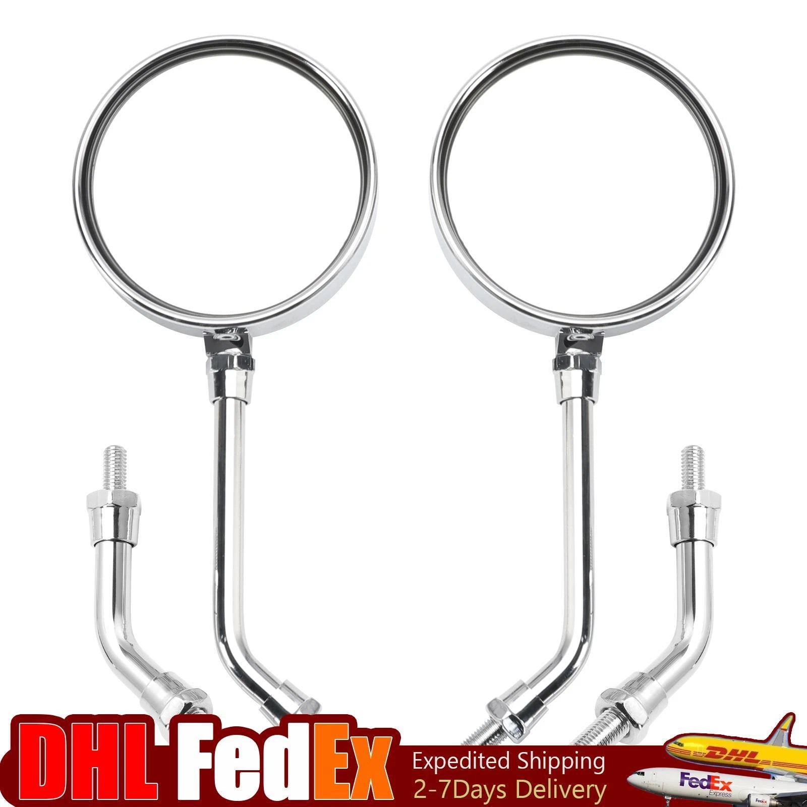 Set of 2 Chrome Round Mirrors 10MM for Honda (Universal)