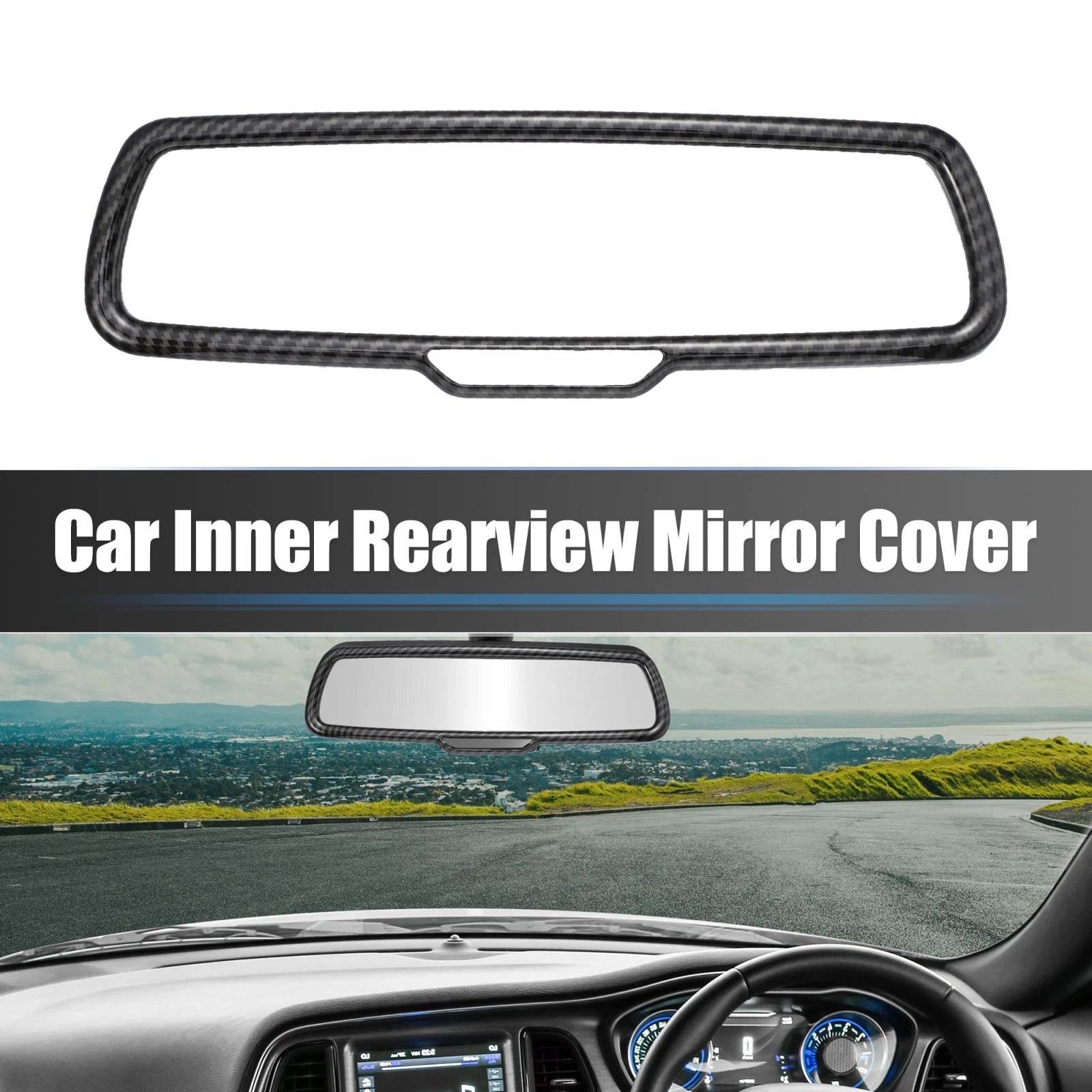 Rearview Mirror Cover for Dodge (ABS Black Carbon Fiber)