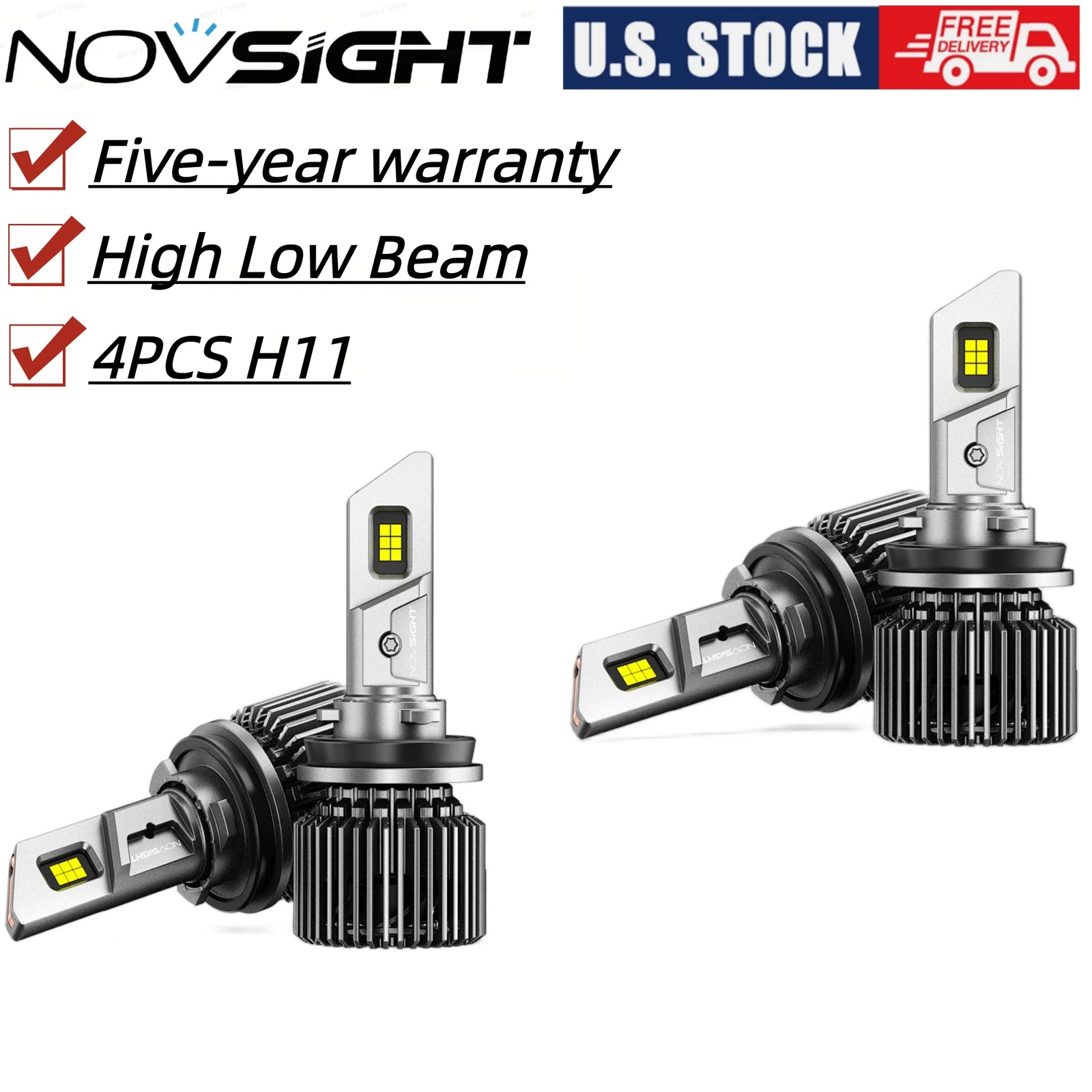4X H11 LED Headlight Kit for - 6500K White Bulbs