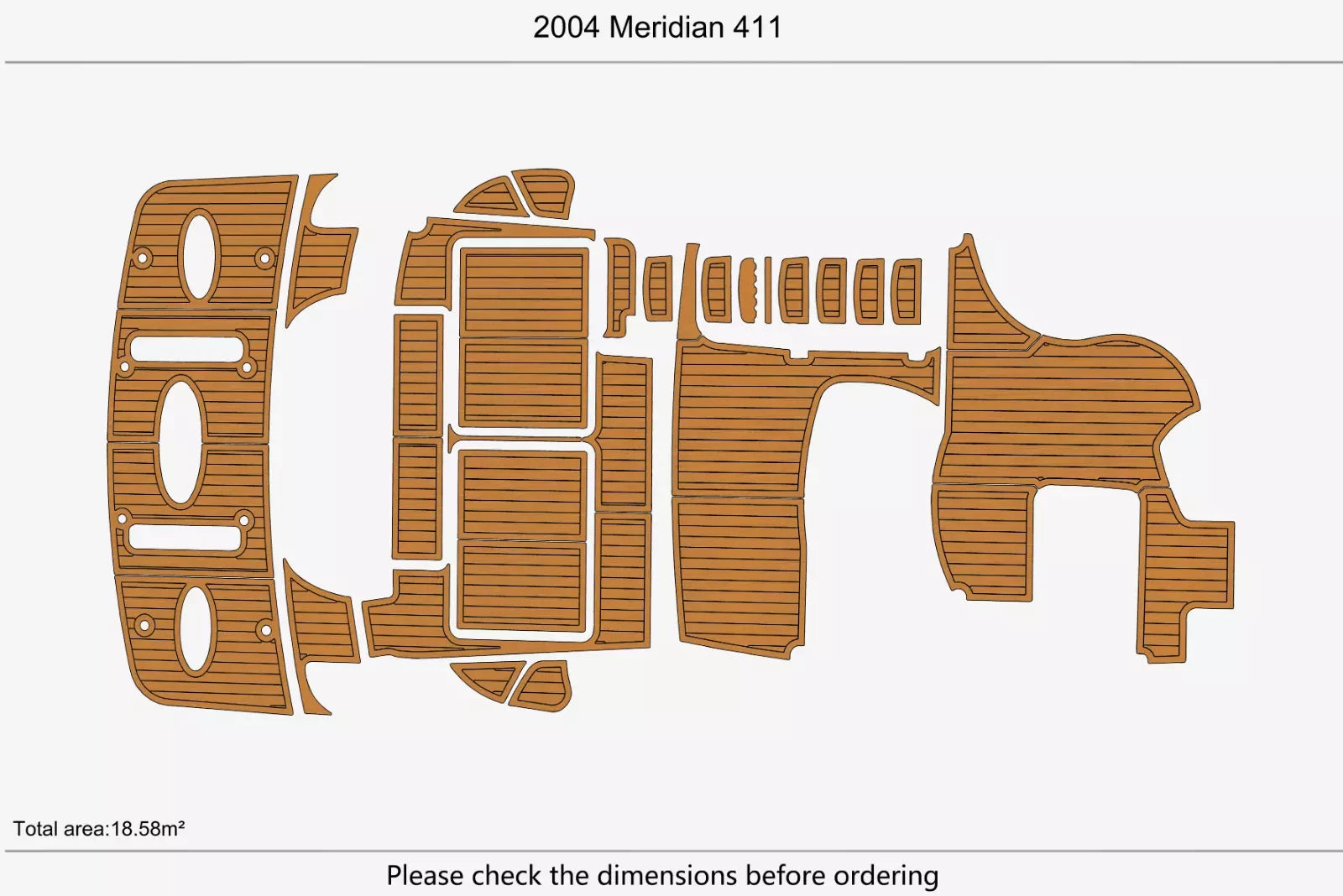 EVA Foam Teak Deck Floor Mat for Meridian 411 (2004)