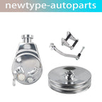 SBC Chrome Power Steering Pump Kit with Bracket & Pulley for SB Chevy