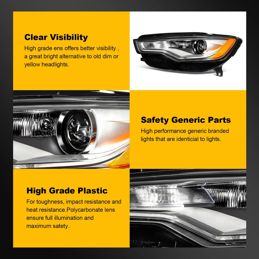 Right Headlight Assembly for Audi A6 S6 (2012–2015) HID/Xenon Projector