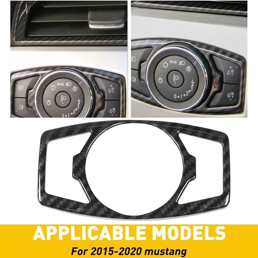 Carbon Fiber Headlight Switch Trim for Ford Mustang (2015–2020)