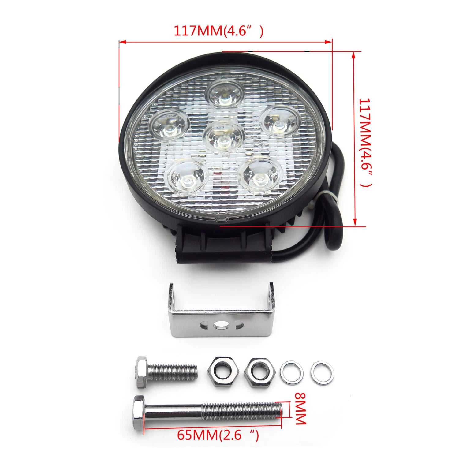 2X 18W Round Spot Beam LED Off Road Work Light for Universal SUV (12V 24V)