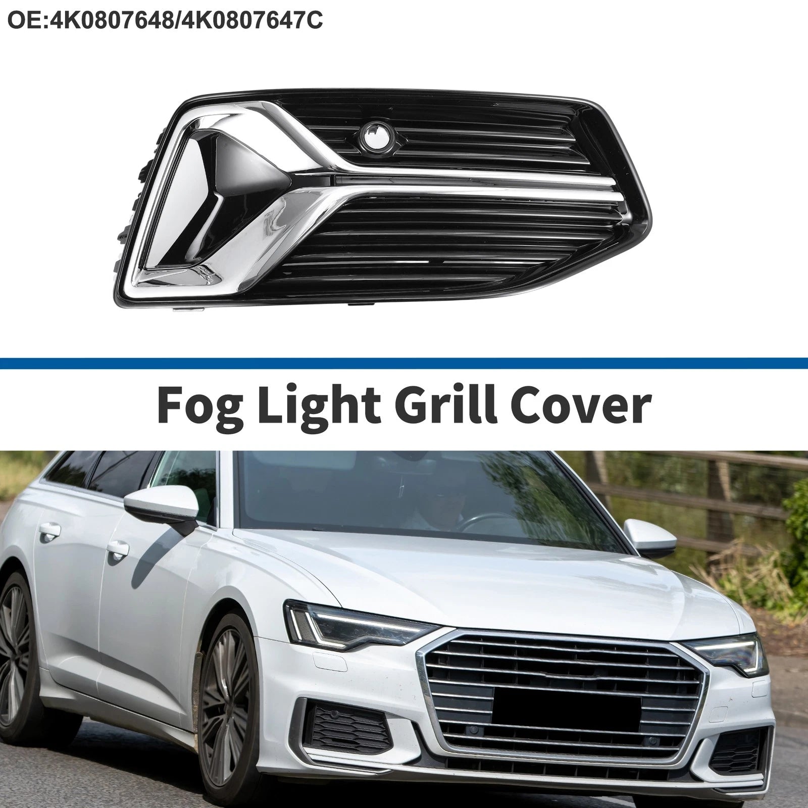 1 Pc Fog Light Grill for Audi A6 (2019–2023) No. 4K0807648