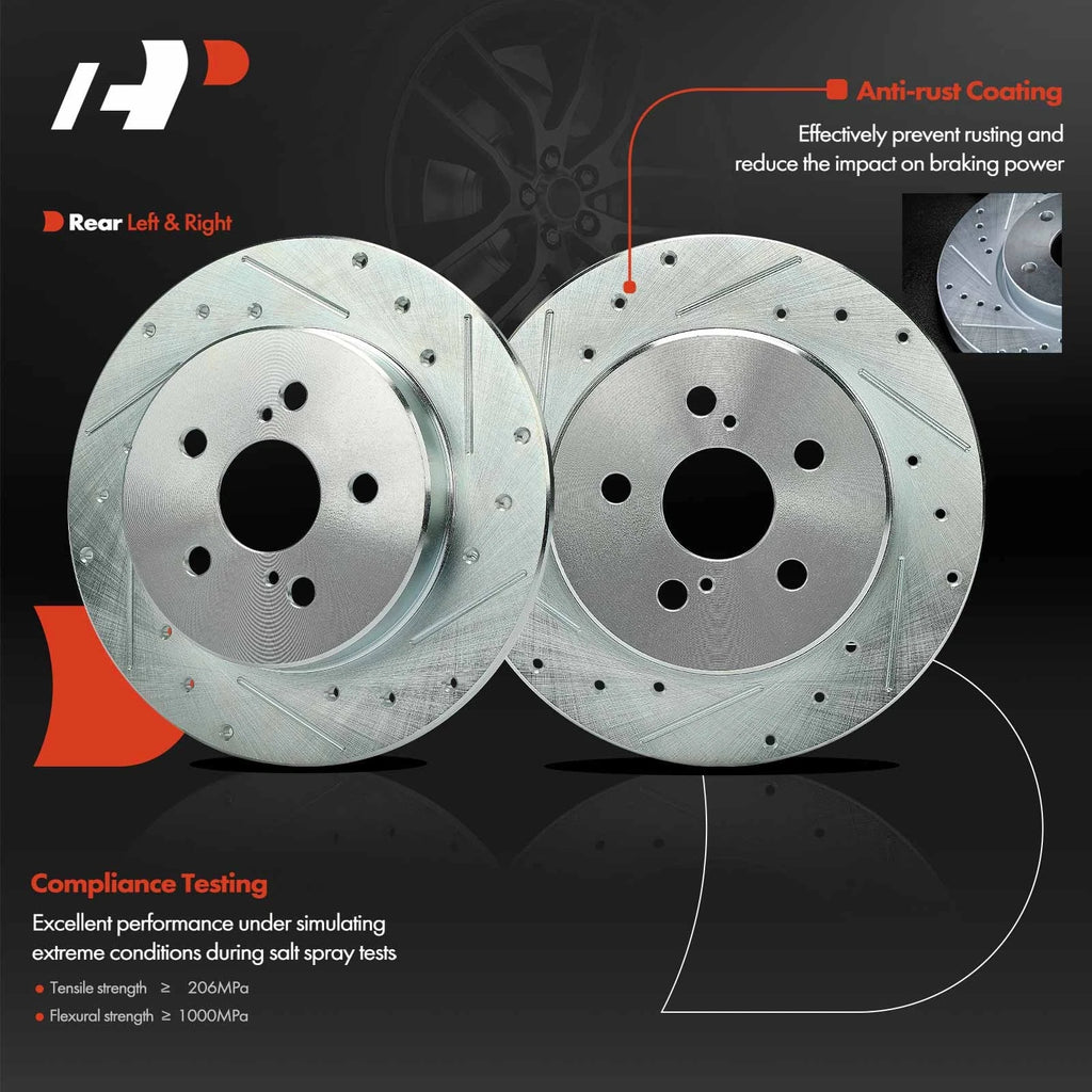 Rear Drilled Rotor & Ceramic Brake Pad for Toyota Corolla (2019–2022)