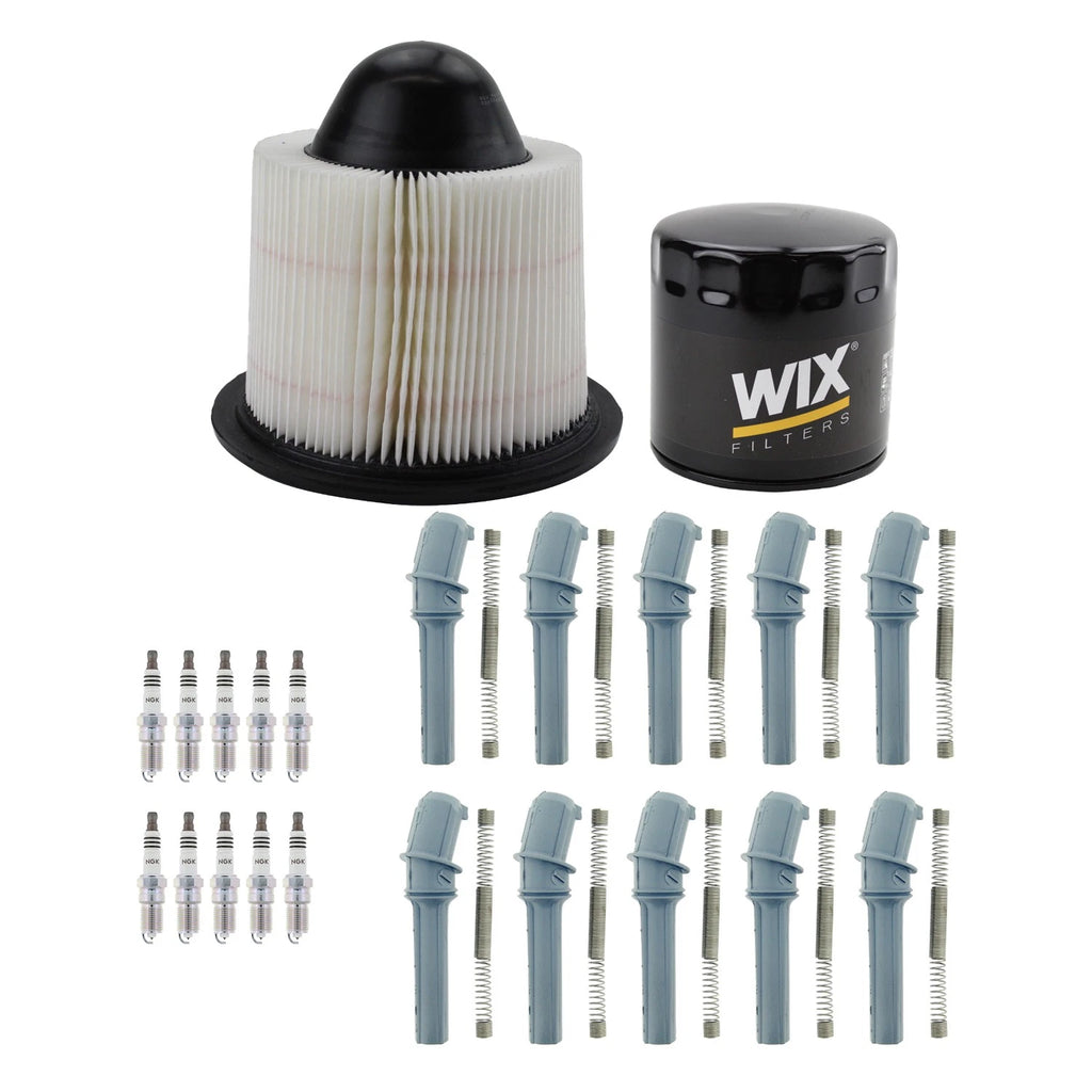 Wix Tune Up Kit NGK 10 Spark Plug & Coil Boot for E-350 F-250 F-350 (1992–2010)