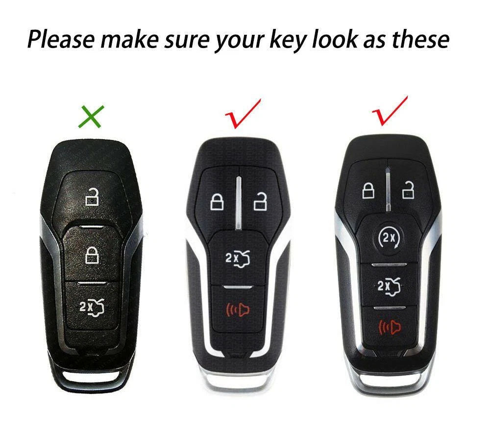 Glossy Black Smart Remote Key Fob Shell Cover for Ford Lincoln (2015-2019)