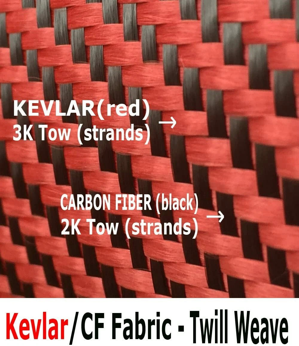 Carbon Fiber Fabric Twill for Automotive Use - Black Red Mixed