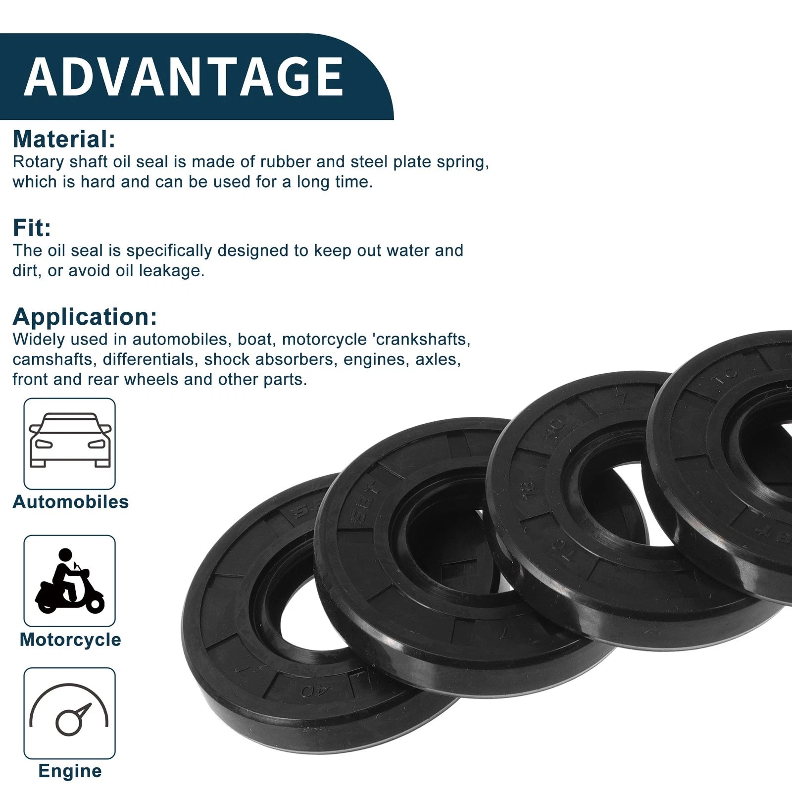 Set of 5 Oil Seal Rotary Shaft Seal NBR Rubber 18x40x7mm