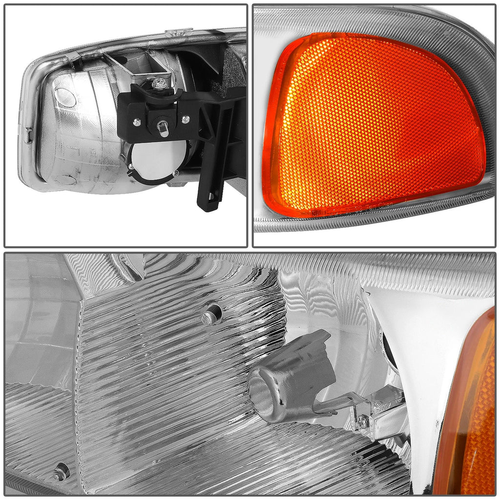Chrome Housing Amber Corner Headlight Lamps for GMC Sierra 1500 Yukon (1999–2007)