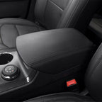 Black Leather Center Console Lid Armrest Cover for Ford Explorer (2011-2018)