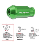 20Pc M12X1.25 Green JDM Open-End Acorn Hex Wheel Lug Nuts + Extension 25mm