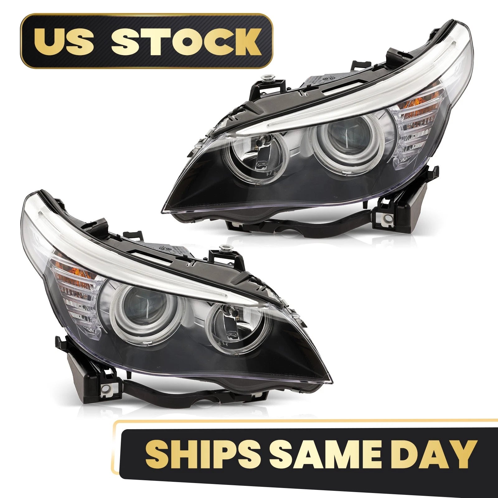 Set of 2 Halogen Headlights for BMW 5 Series E60/E61 (2004–2010)