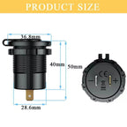 Dual USB Fast Charger Cigarette Lighter Socket with LED Voltmeter (12V-24V)