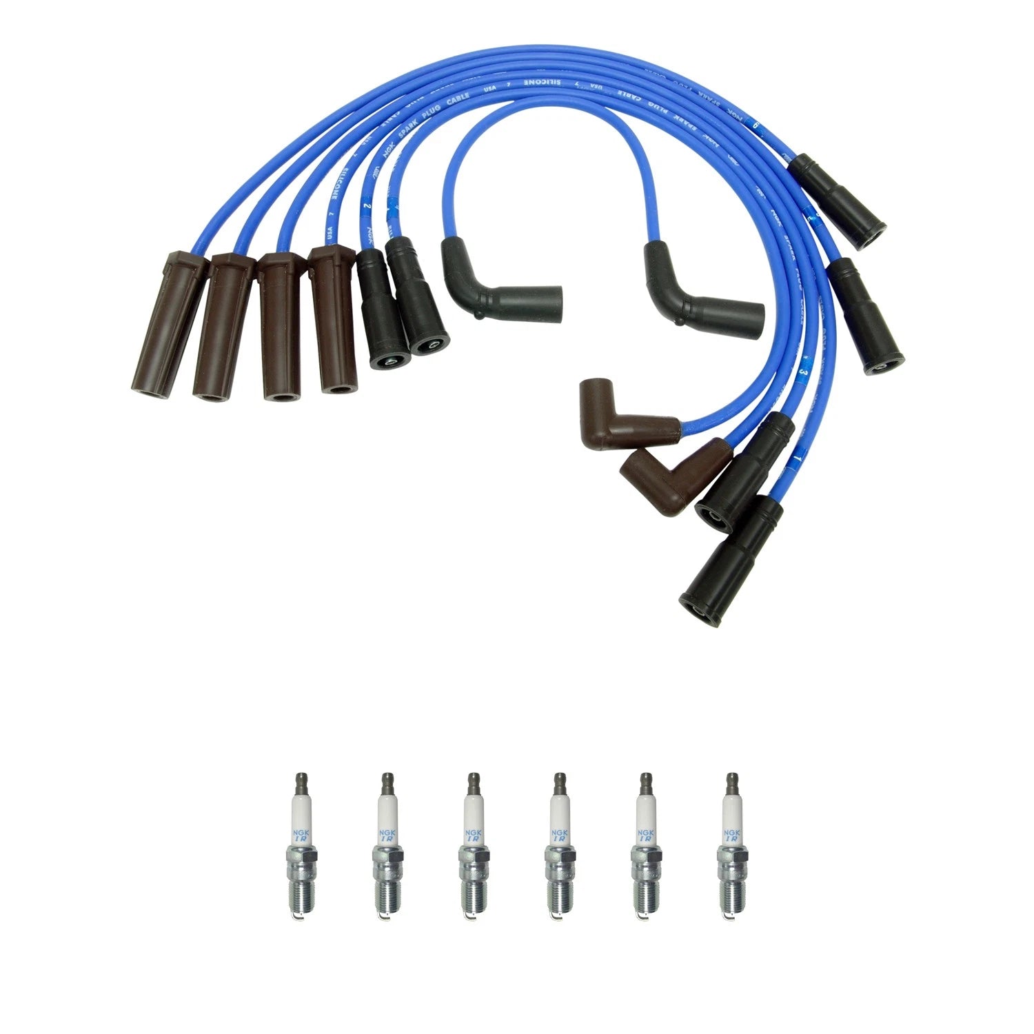 NGK Wire Set & 6 Laser Iridium Spark Plugs for Sierra 1500 Silverado 1500 (1999–2023)