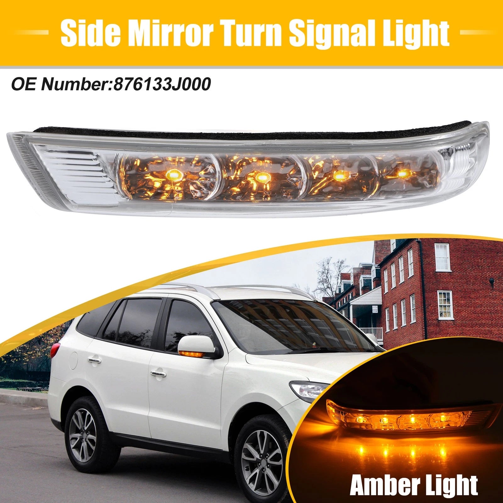 LED Left Rear View Mirror Turn Signal Amber Light for Hyundai Santa Fe (2007–2012)