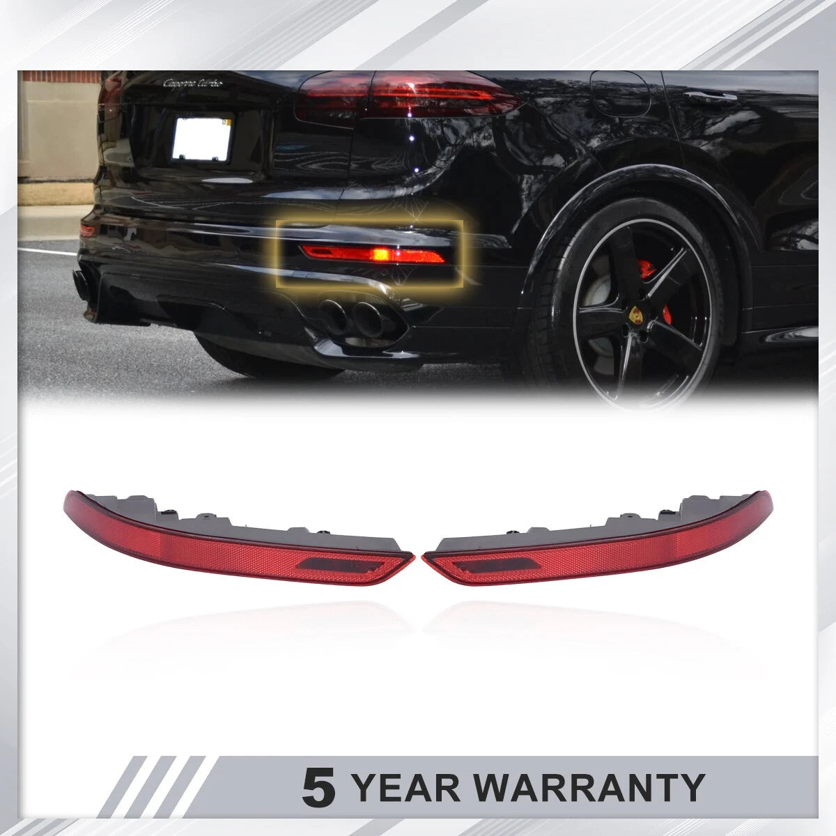 Set of 2 Rear Bumper Reflector Lamps for Porsche Cayenne (2015–2018)