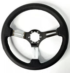 14 Inch Chrome Slotted Steering Wheel Black Leather for Chevrolet Camaro (1967–1968)