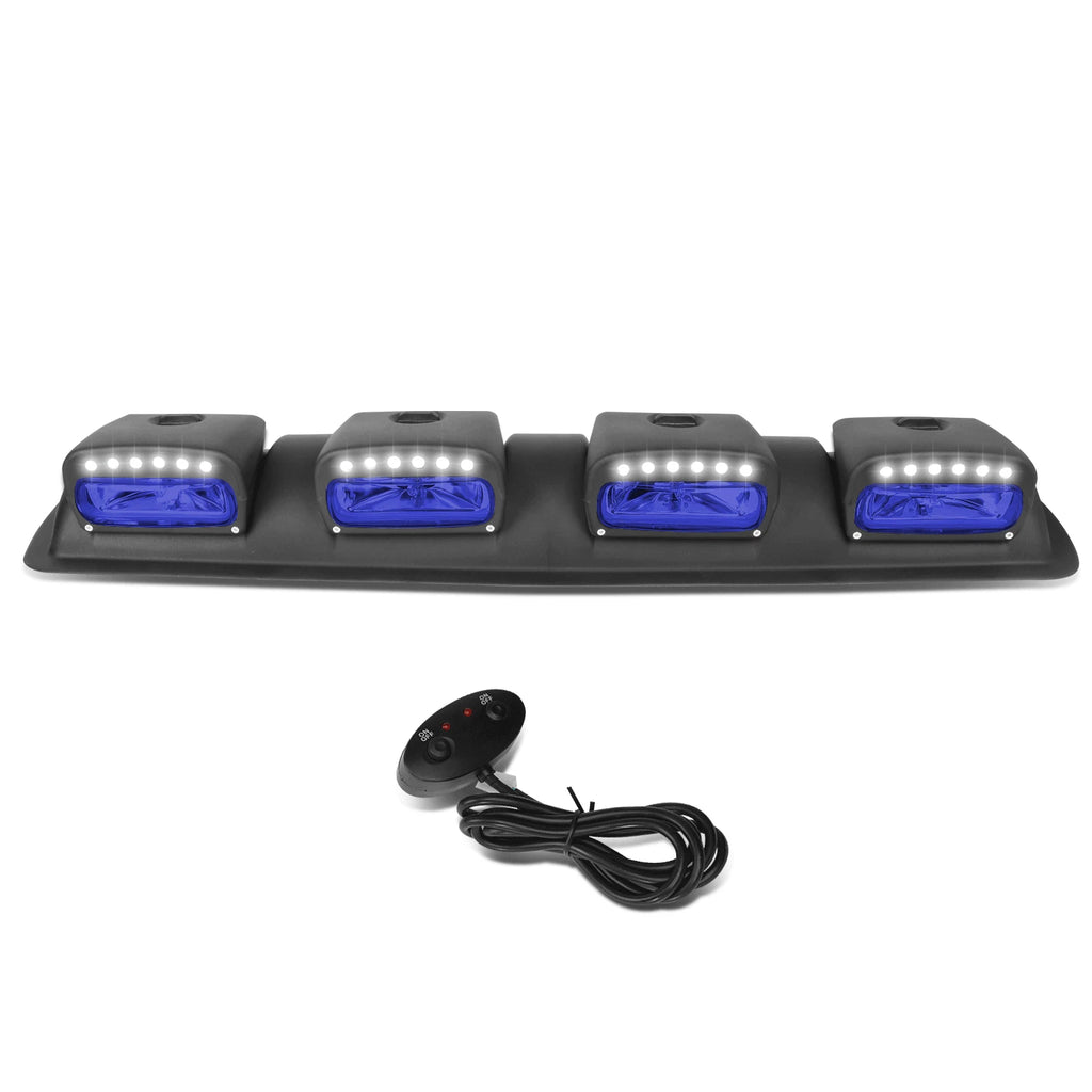 4X Off-Road Roof Top Mount Fog Lamp Bar for w/LED Blue Lens