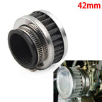 42mm Air Intake Filter Cleaner for Motorcycle - Rubber Bend, Steel Mesh